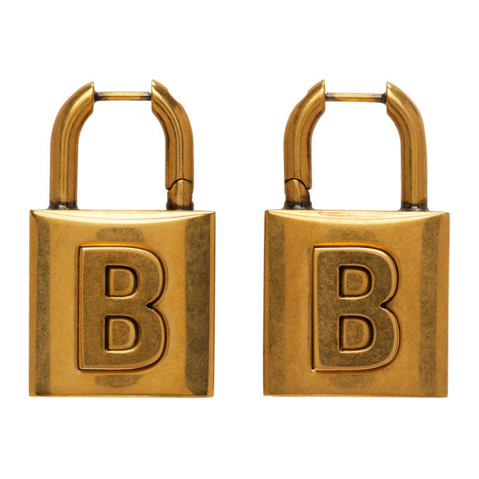 Balenciaga Gold Small Lock Earrings - 18K Gold