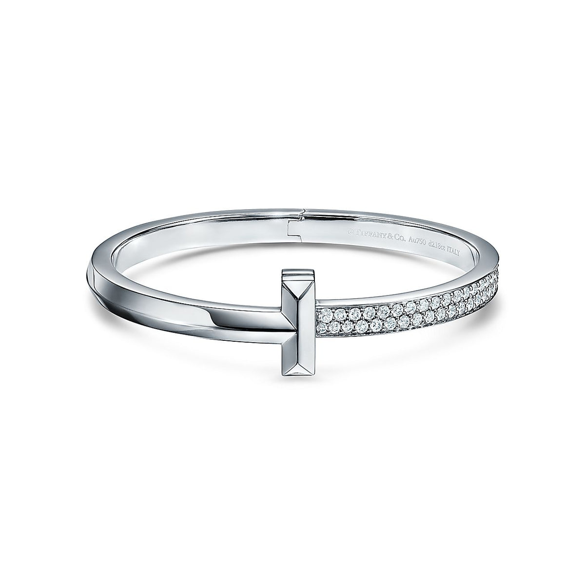 T1 Wide Moissanite Hinged Bracelet - 18K Gold