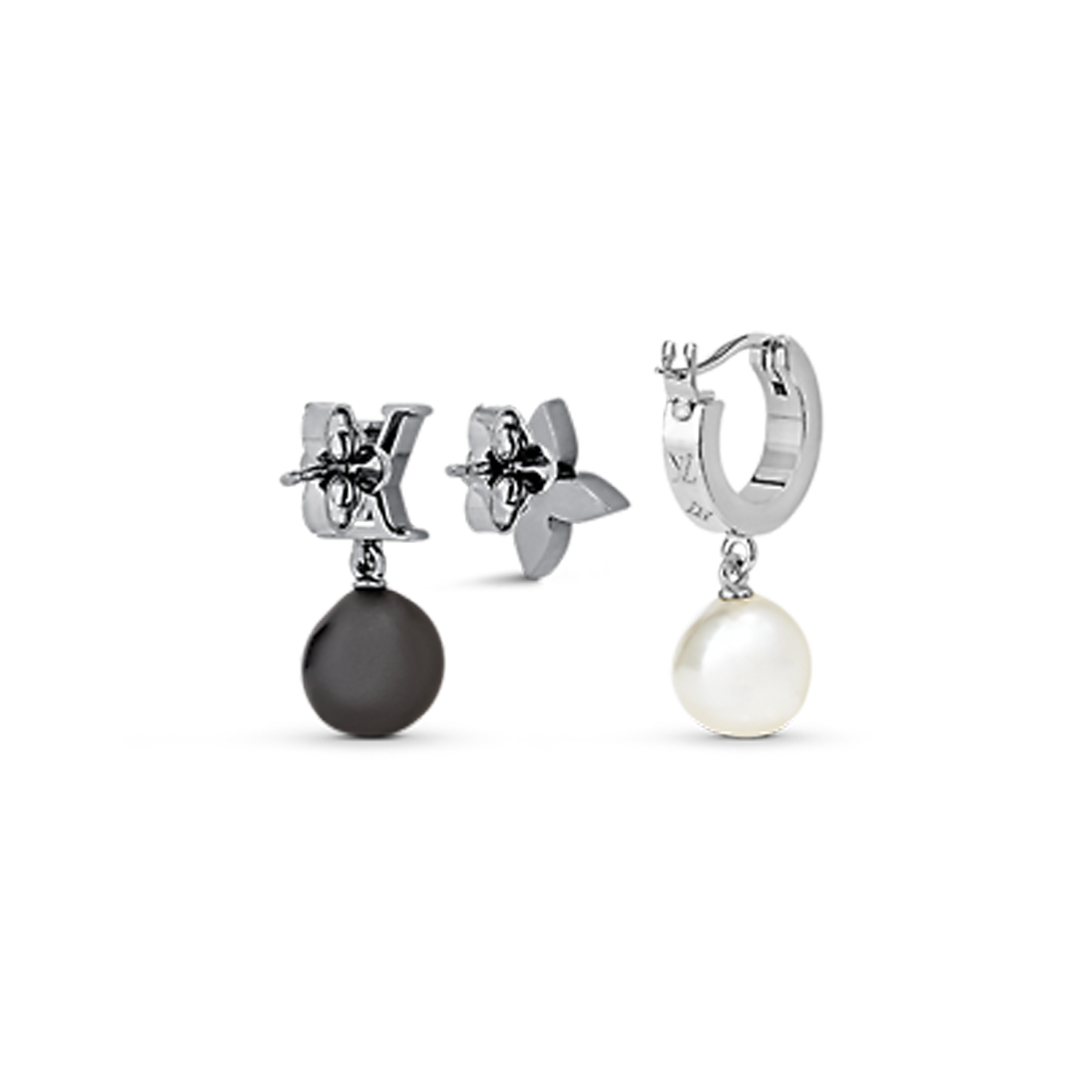 Louis Vuitton Monogram Pearl Earrings - 18K White Gold