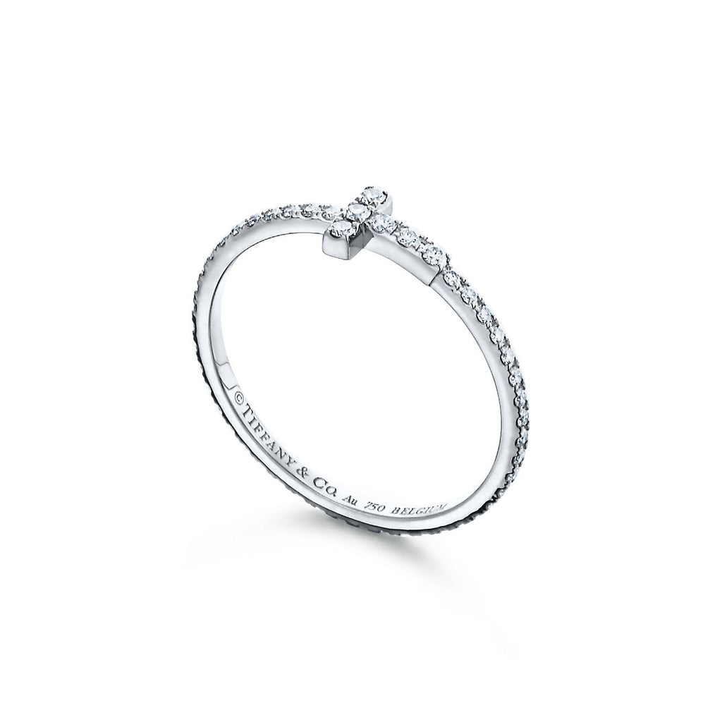 Tiffany Moissanite Wire Ring - 18K White Gold