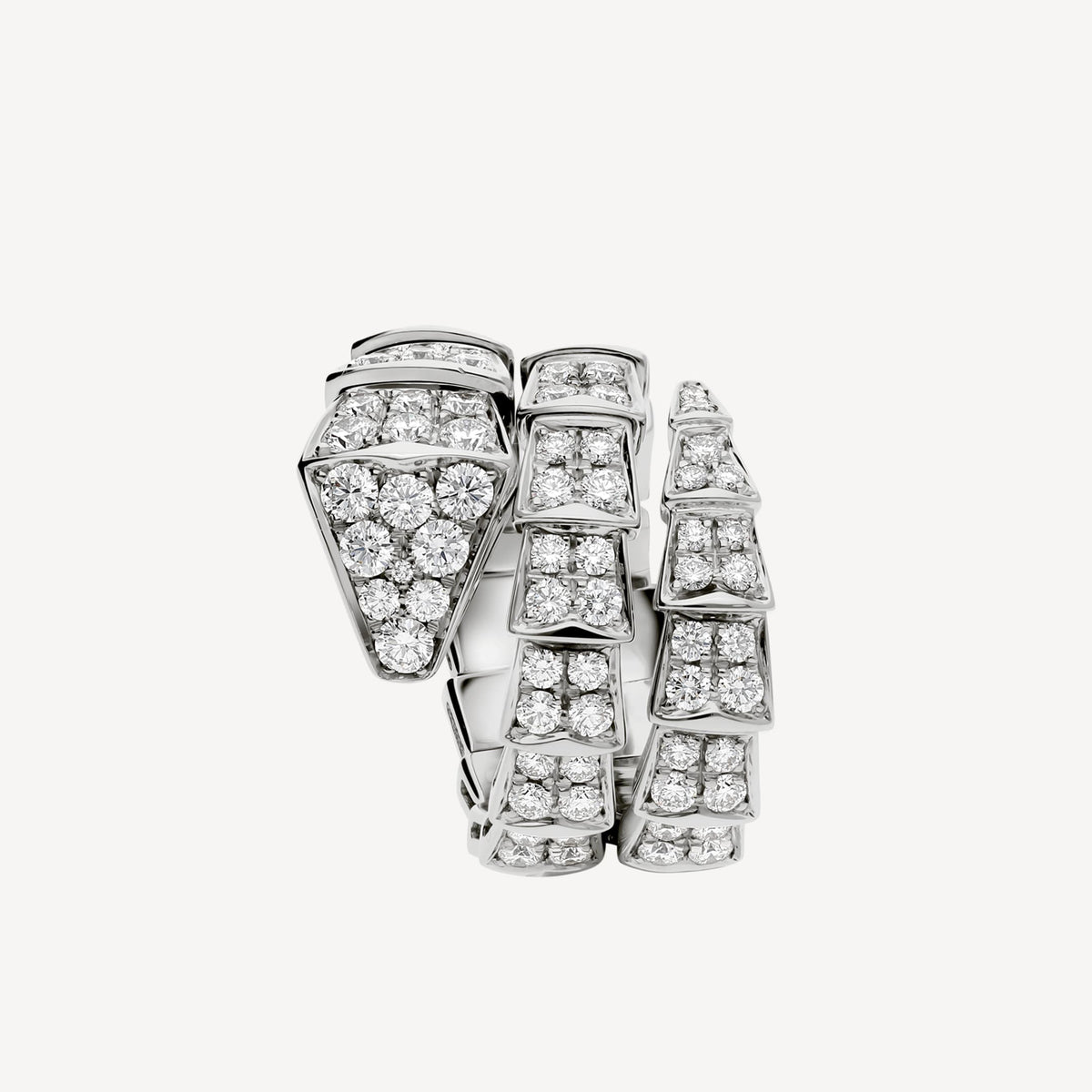 Bvlgari Serpenti Viper Full Pave Moissanite Ring - 18K White Gold