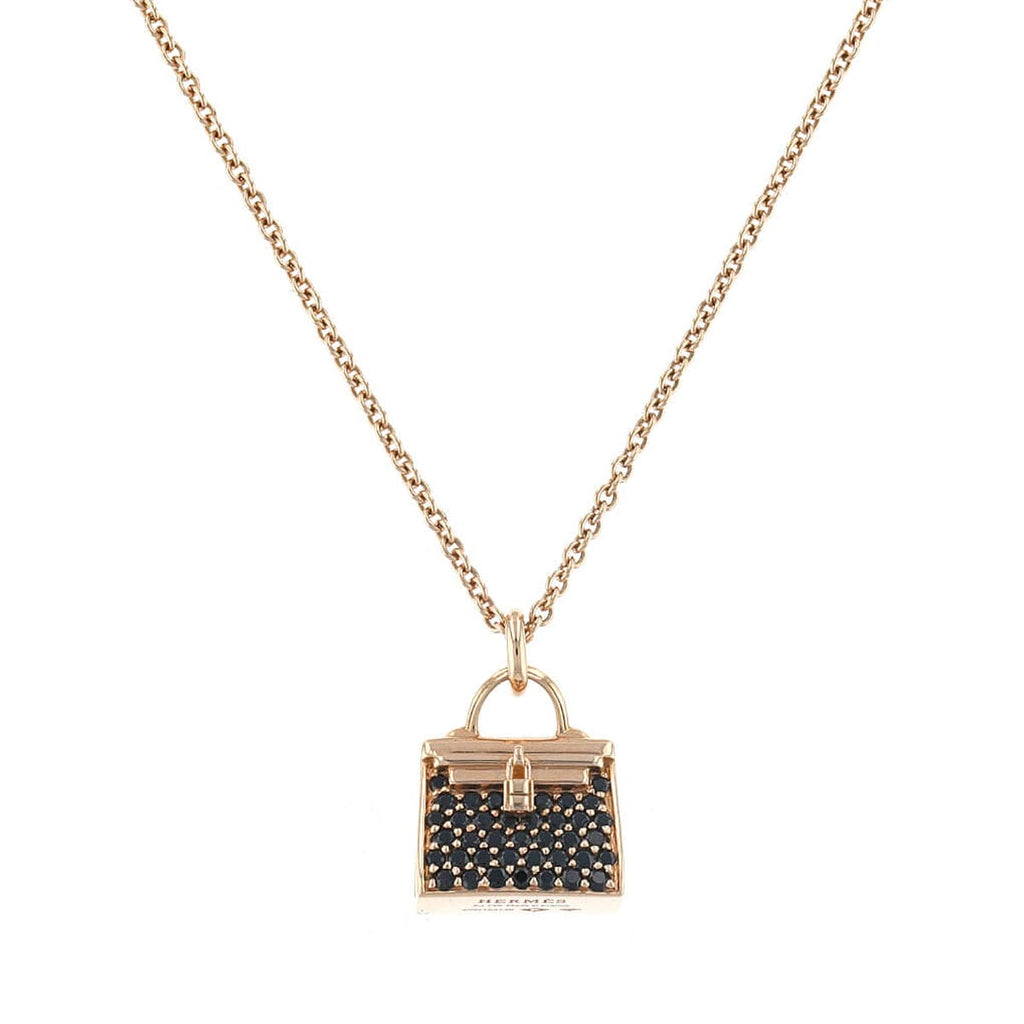 Hermes Amulettes Kelly Black Diamond Necklace