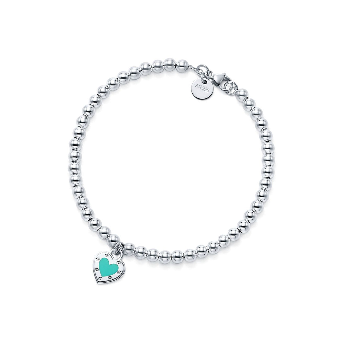 Return to Tiffany Love Blue Heart Tag Bead Bracelet - 18K White Gold
