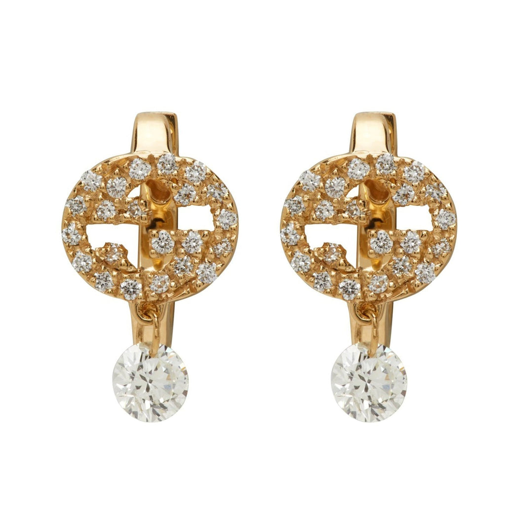 Gucci Double G Interlocking G Diamond Earrings - 18K Yellow Gold