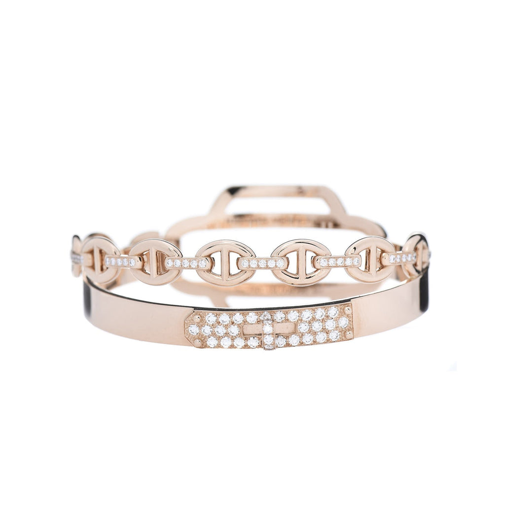 Hermes Kelly Double Tour Diamond Bracelet - 18K Gold