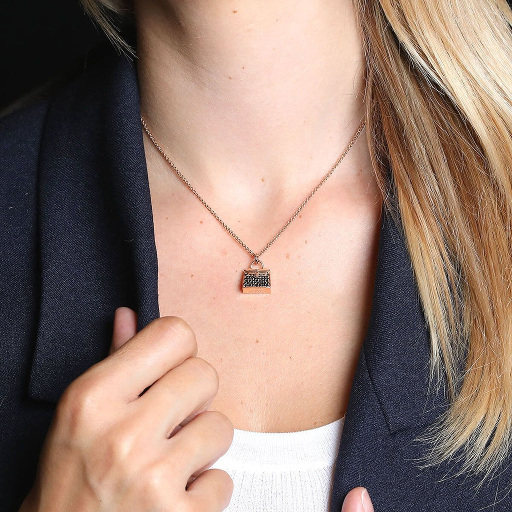 Hermes Amulettes Kelly Black Diamond Necklace