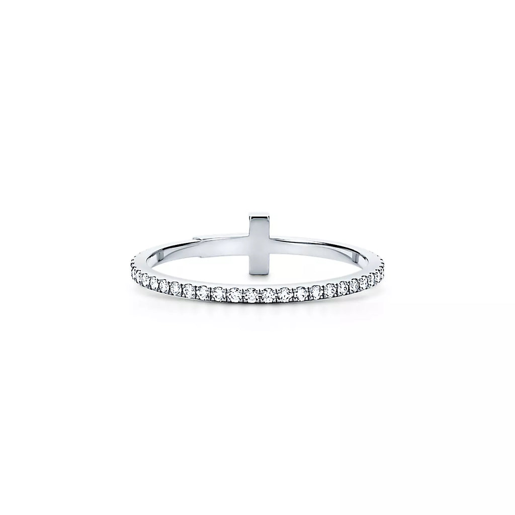 Tiffany Moissanite Wire Ring - 18K White Gold