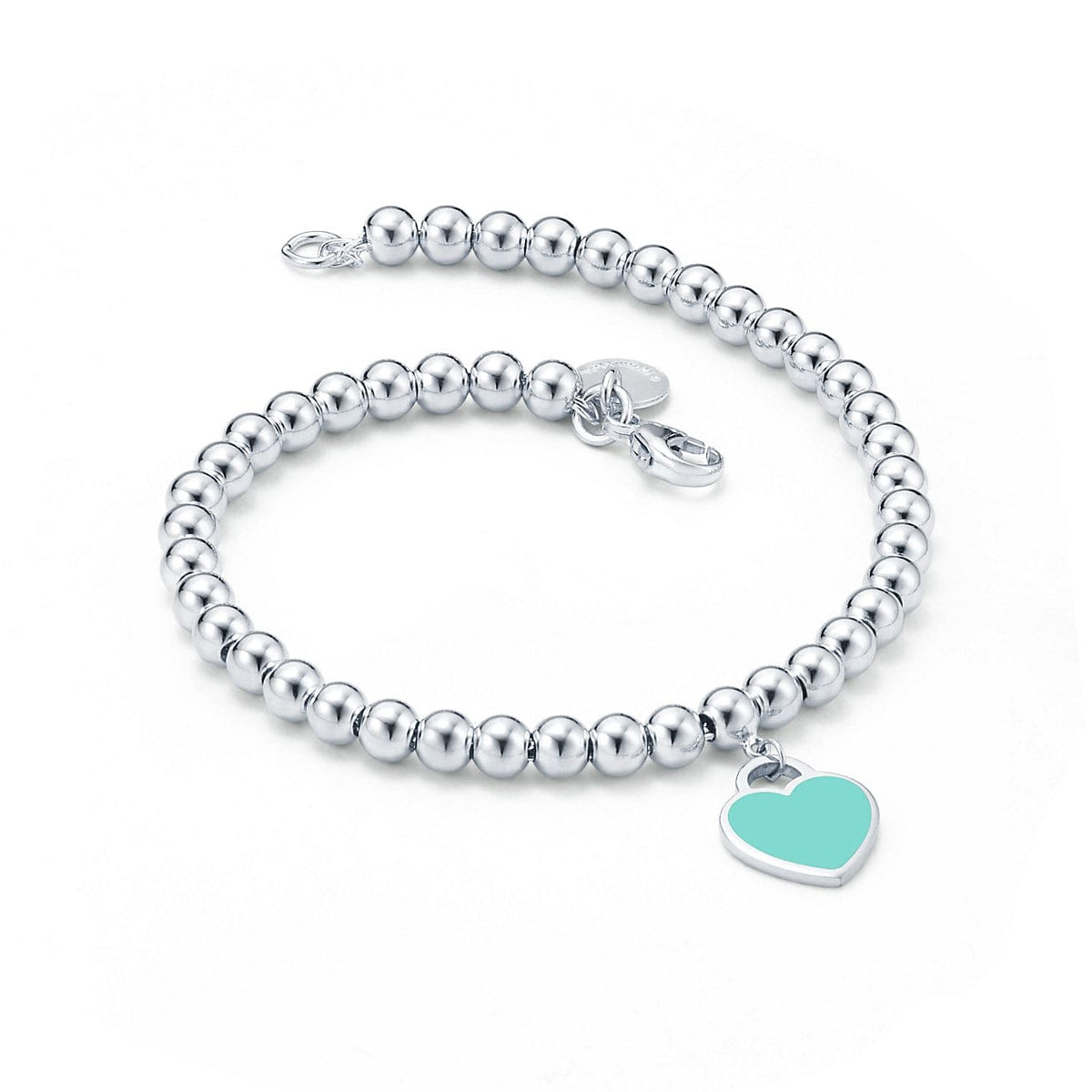Return to Tiffany Blue Heart Tag Bead Bracelet - 18K White Gold