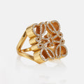 LOEWE Anagram Crystal Ring - 18K Yellow Gold