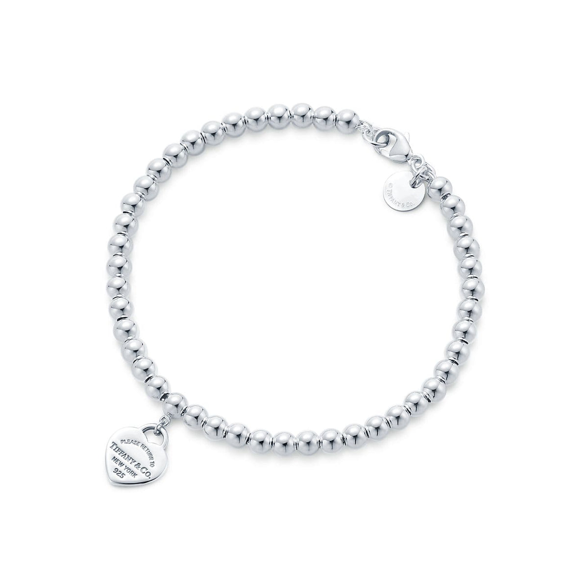 Return to Tiffany Red Heart Tag Bead Bracelet - 18K White Gold