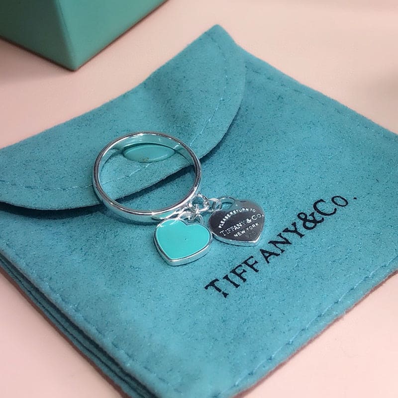 Tiffany Round & Heart Tag Ring - 18K White Gold