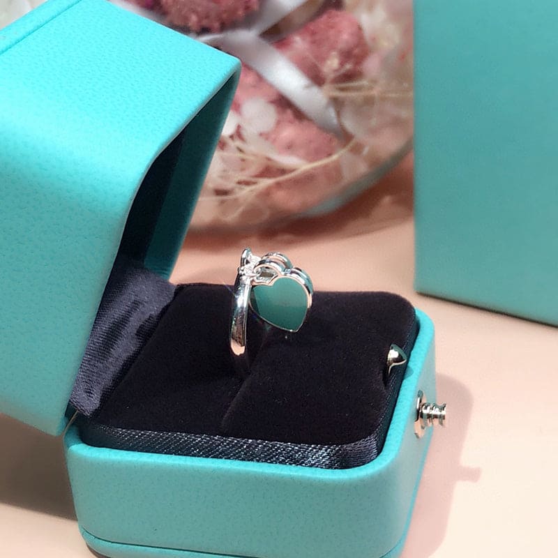 Tiffany Round & Heart Tag Ring - 18K White Gold