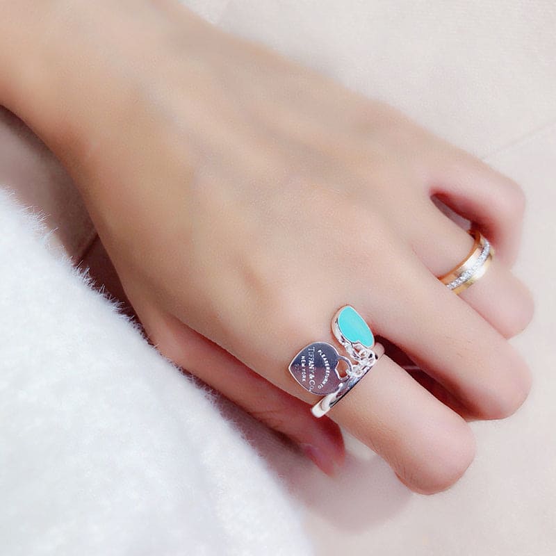 Tiffany Round & Heart Tag Ring - 18K White Gold