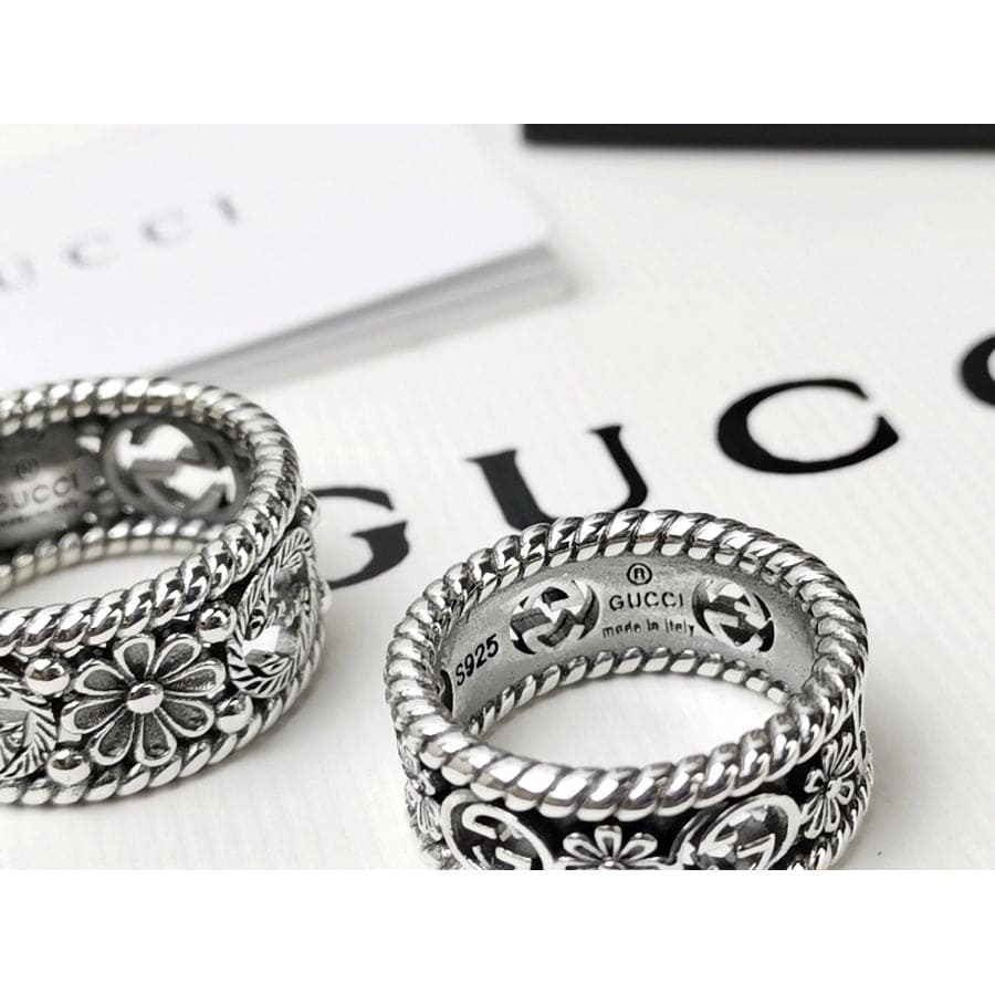 Gucci Double G Interlocking G Flowers Ring