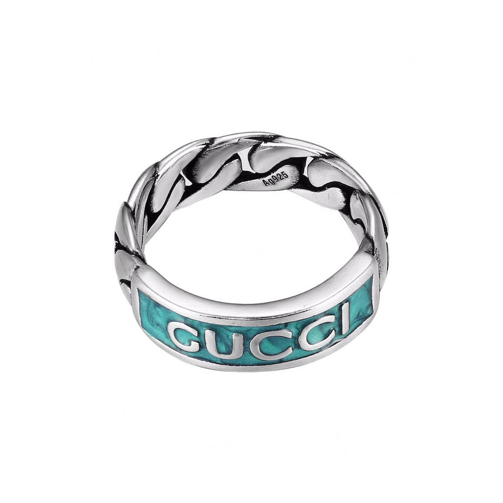 Gucci Double G Logo Plaque Chain Ring