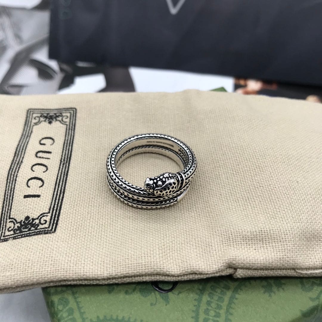 Gucci Double G Garden Silver Snake Ring