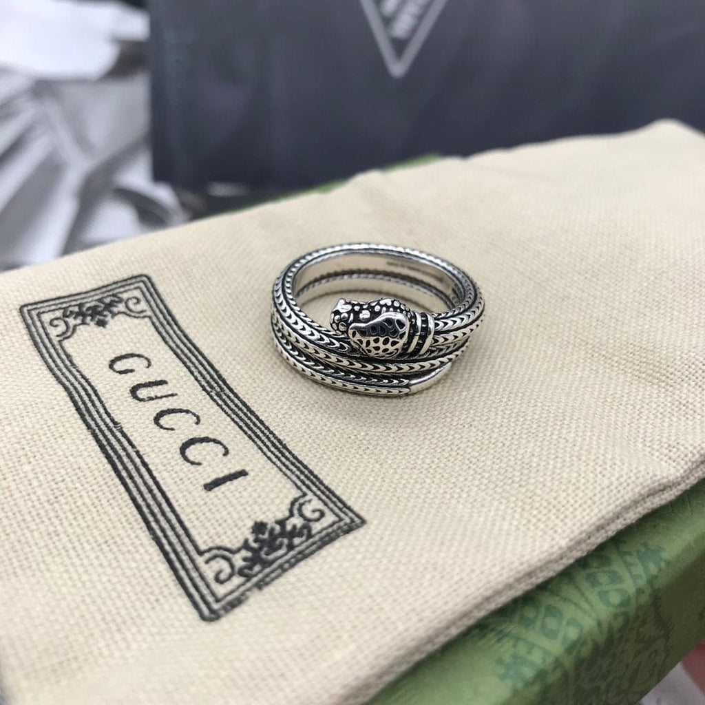 Gucci Double G Garden Silver Snake Ring