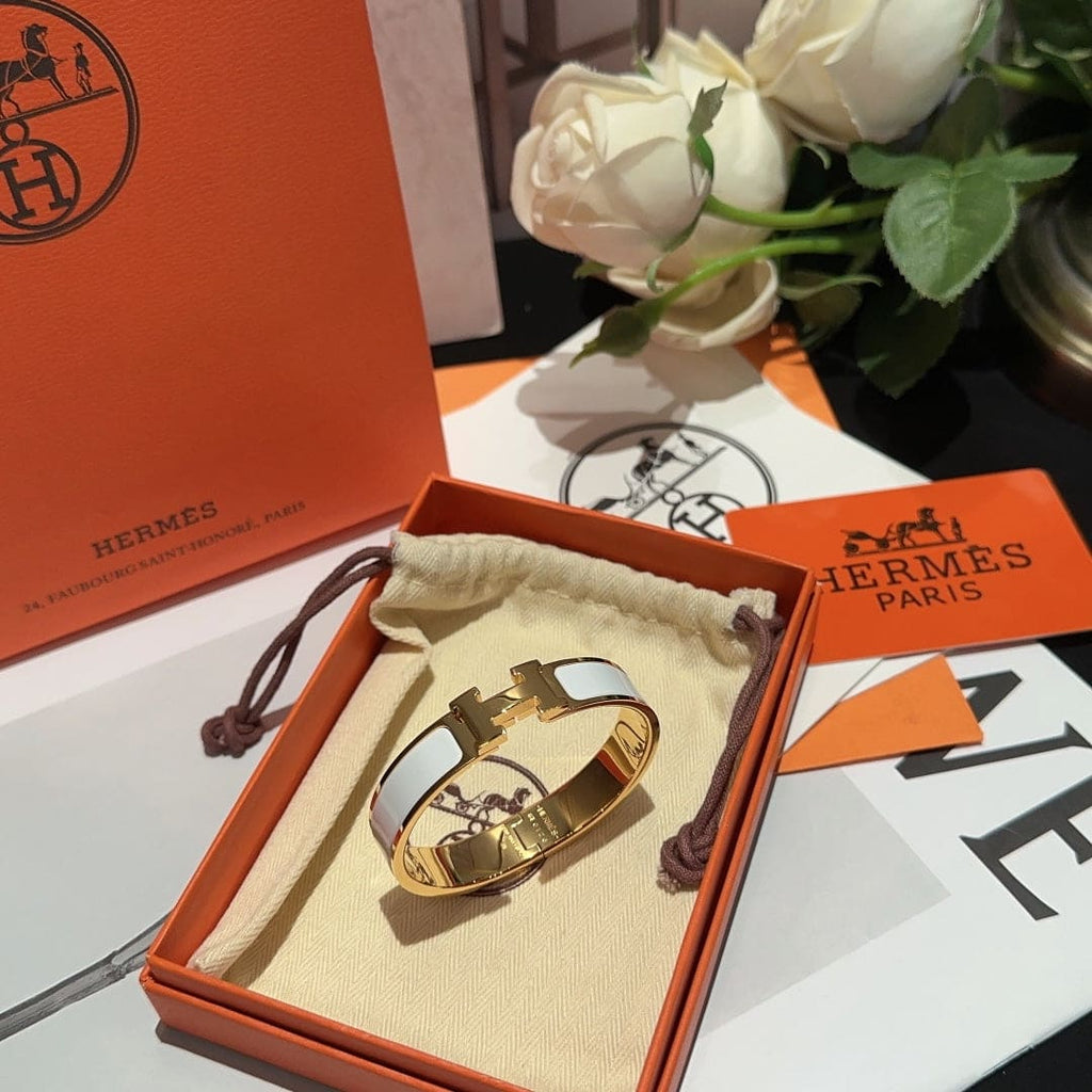 Hermes White Clic H Bracelet