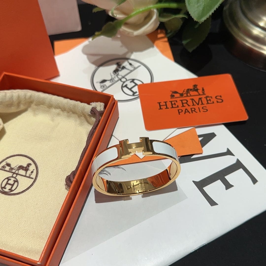 Hermes White Clic H Bracelet