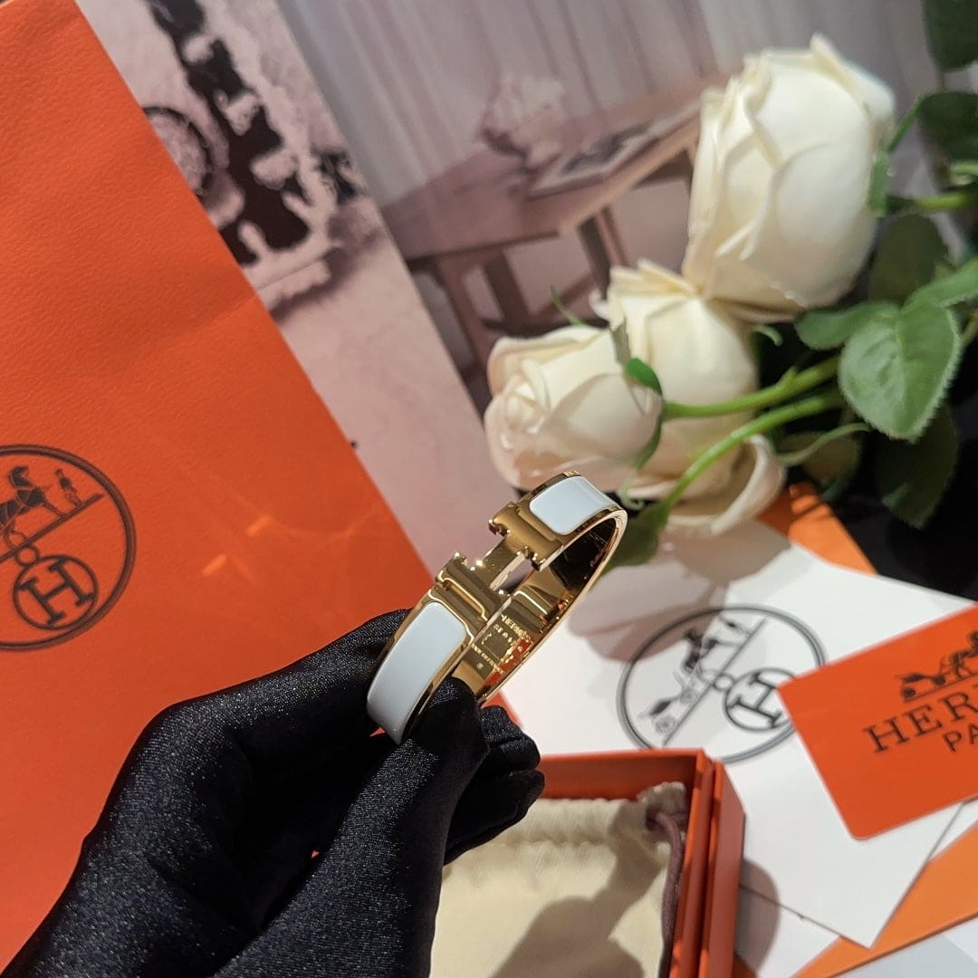 Hermes White Clic H Bracelet