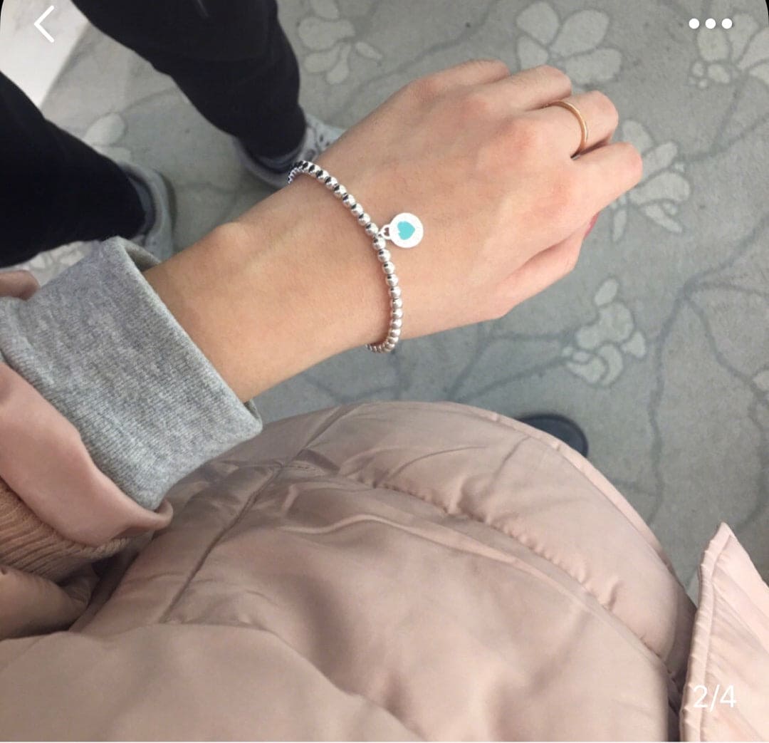Return to Tiffany Love Blue Heart Tag Bead Bracelet - 18K White Gold