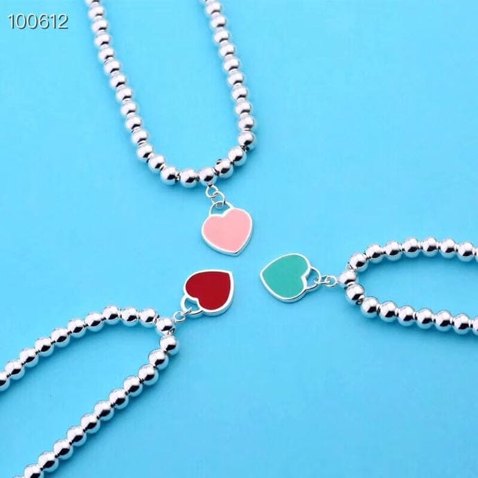 Return to Tiffany Pink Heart Tag Bead Bracelet - 18K White Gold
