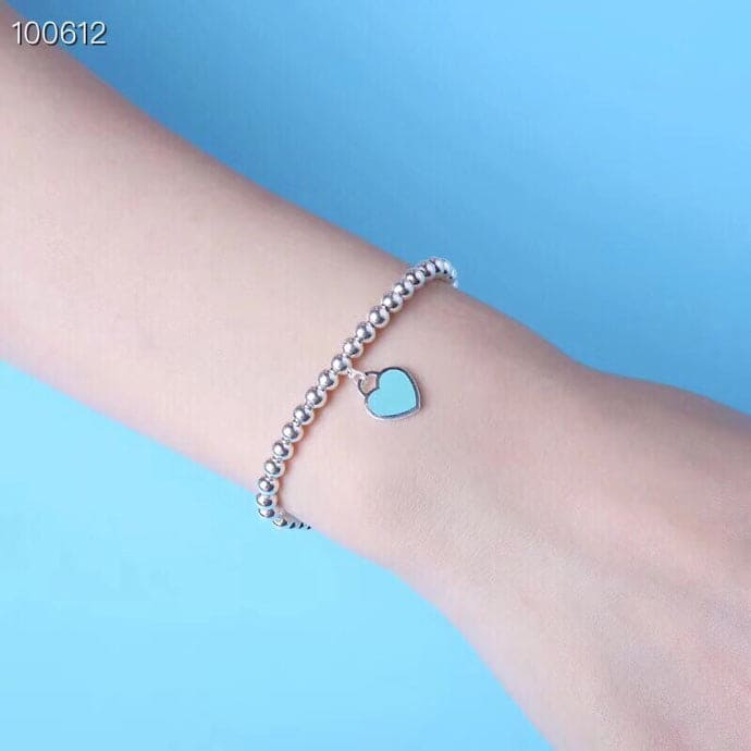 Return to Tiffany Blue Heart Tag Bead Bracelet - 18K White Gold