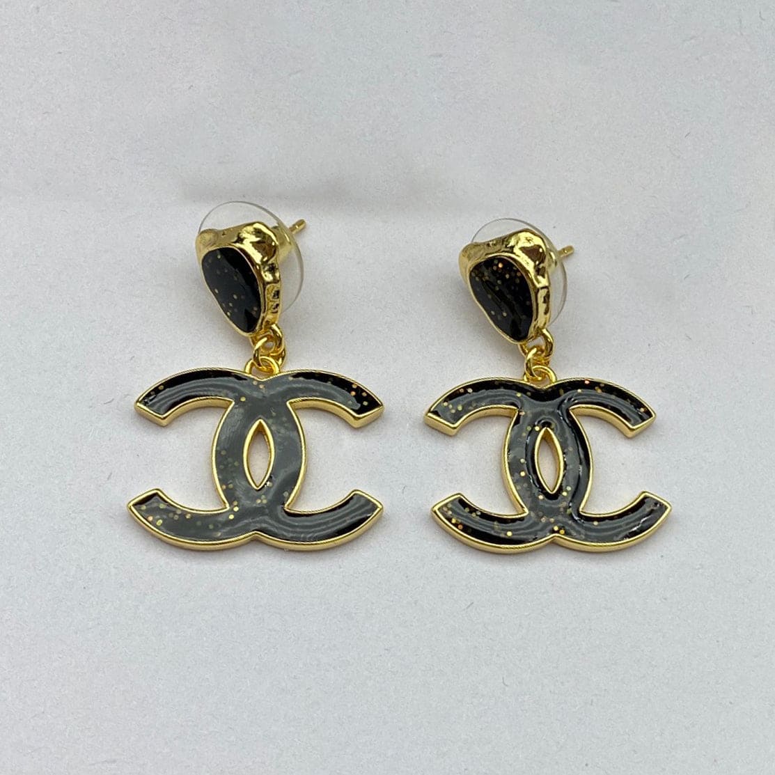 Chanel Classic Black Dangle Earrings - 18K Yellow Gold