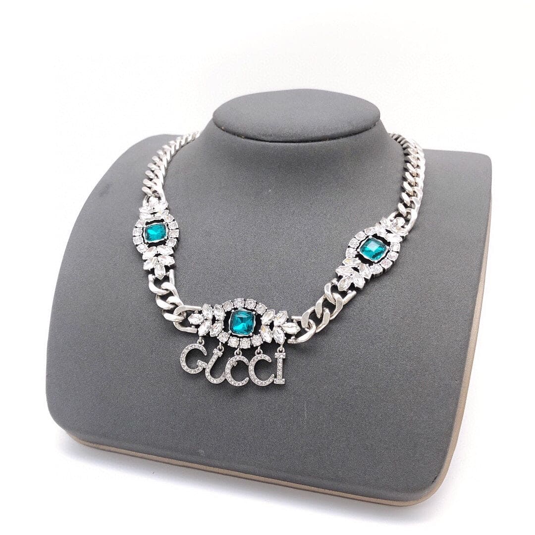 Gucci Double G Script Diamond Necklace