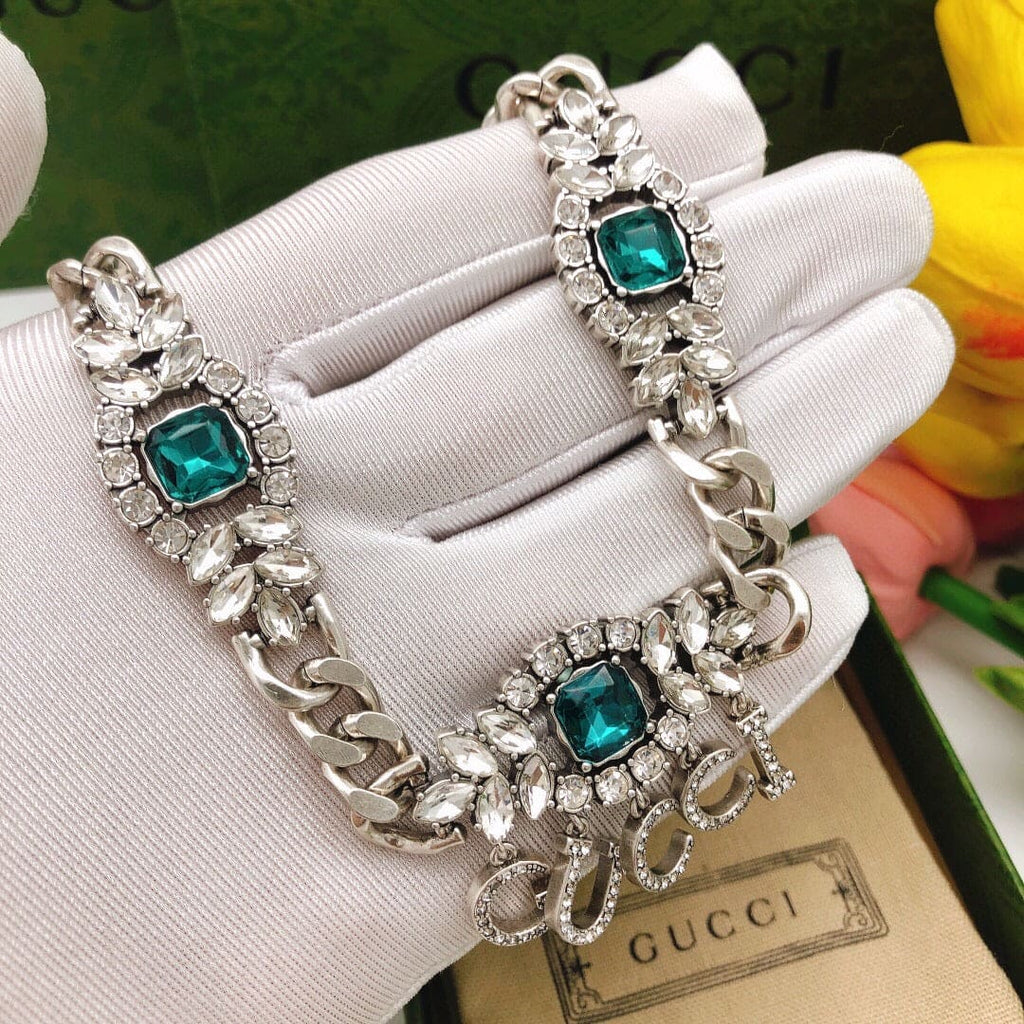 Gucci Double G Script Diamond Necklace