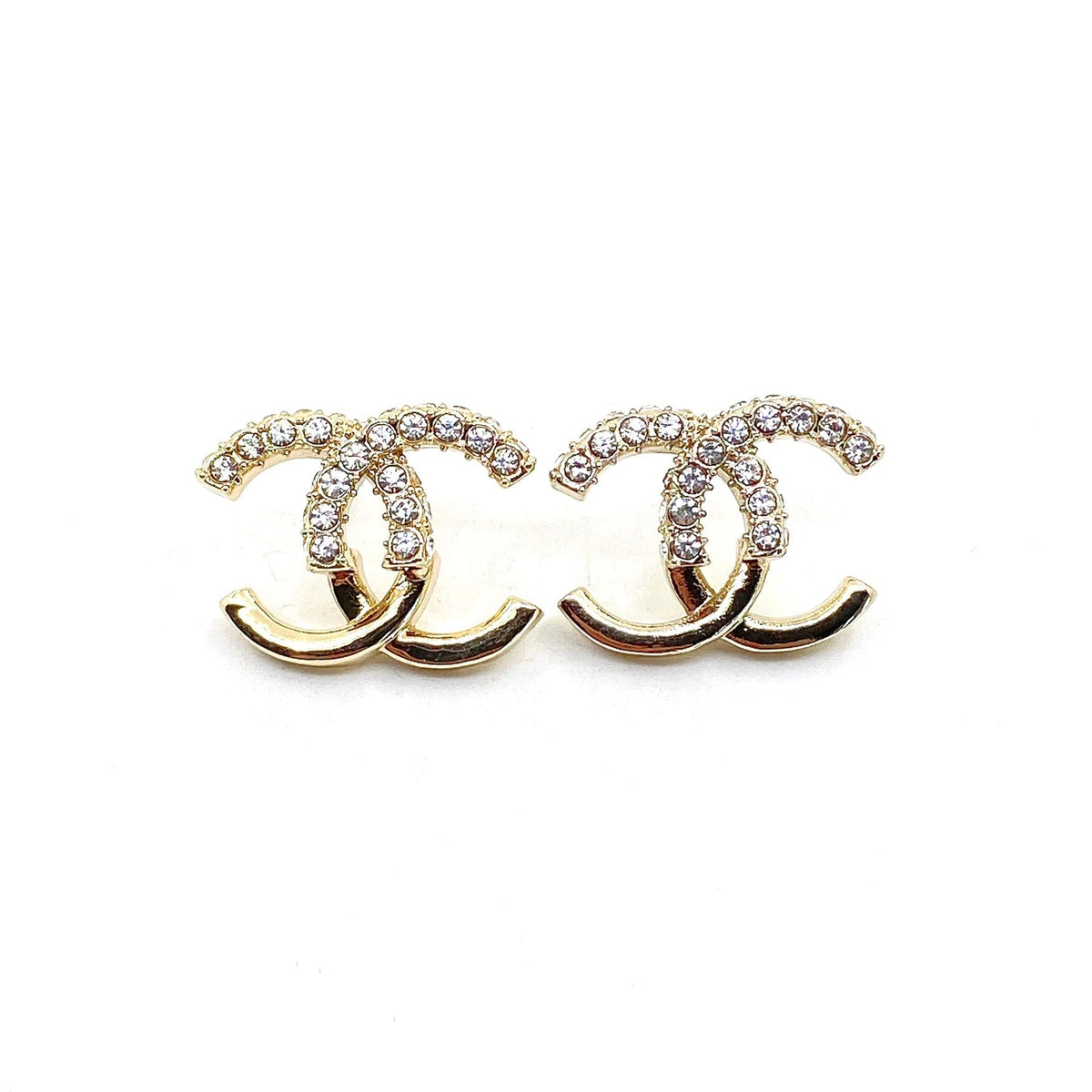 Chanel Half Diamond Earrings - 18K Yellow Gold