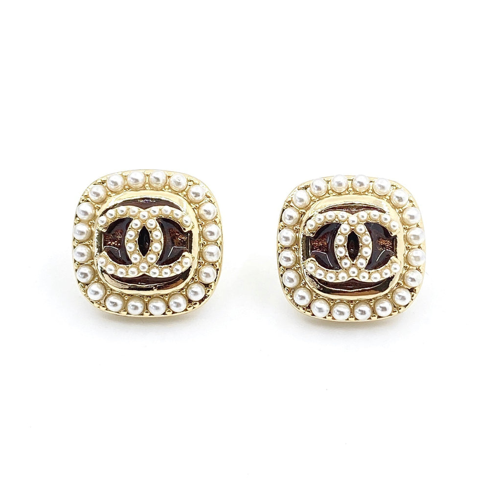 Chanel Square Crystal Earrings - 18K Yellow Gold