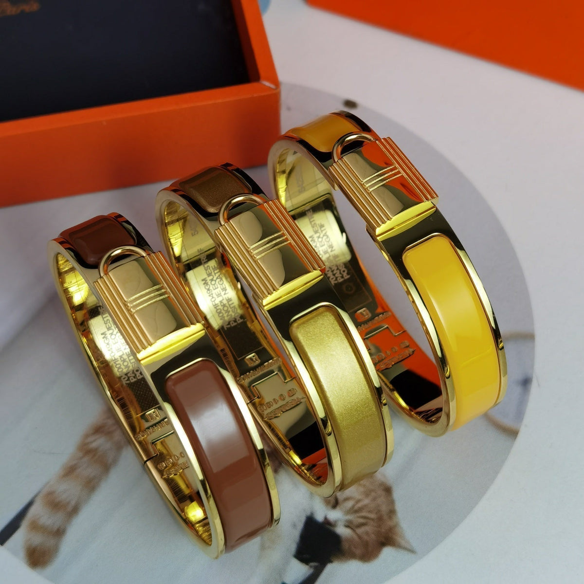 Hermes Clic Cadenas Orange Bracelet