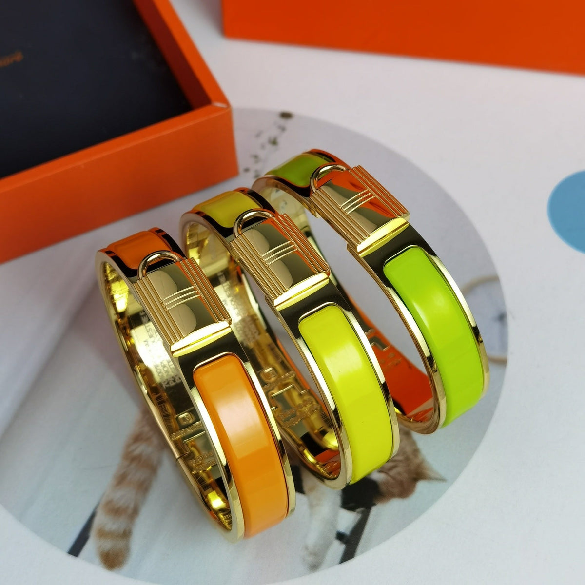 Hermes Clic Cadenas Orange Bracelet