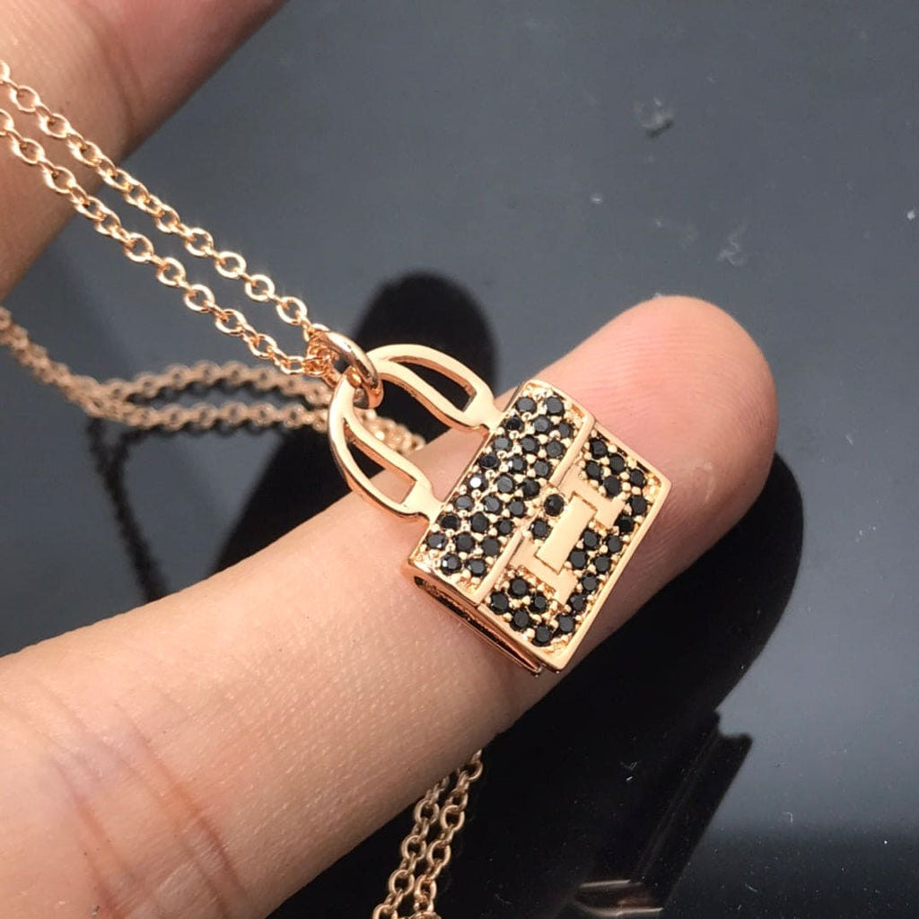 Hermes Amulettes Kelly Black Diamond Necklace