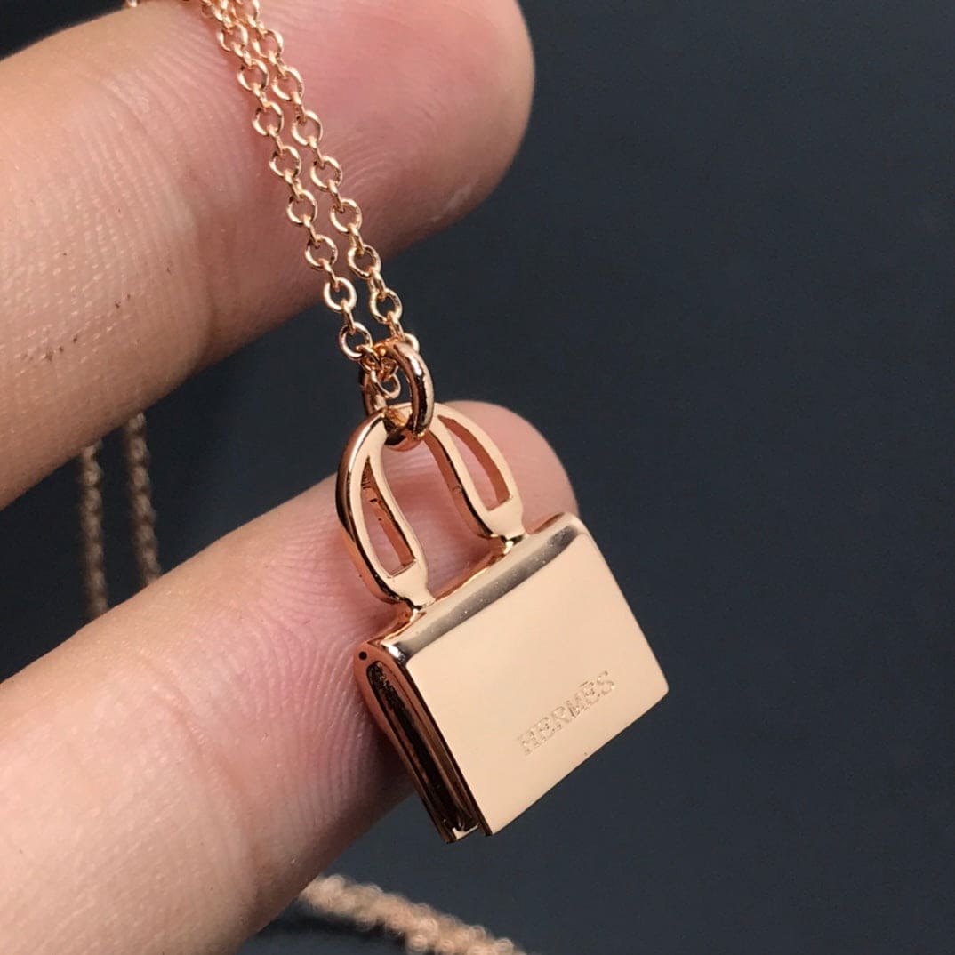 Hermes Amulettes Kelly Black Diamond Necklace