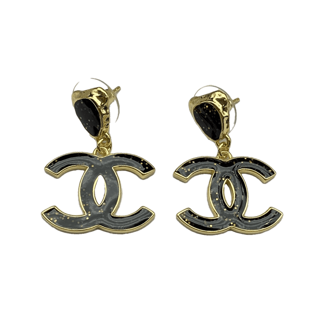 Chanel Classic Black Dangle Earrings - 18K Yellow Gold
