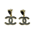 Chanel Classic Black Dangle Earrings - 18K Yellow Gold