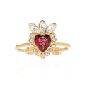 Gucci Double G Crystal Heart Ring - 18K Yellow Gold