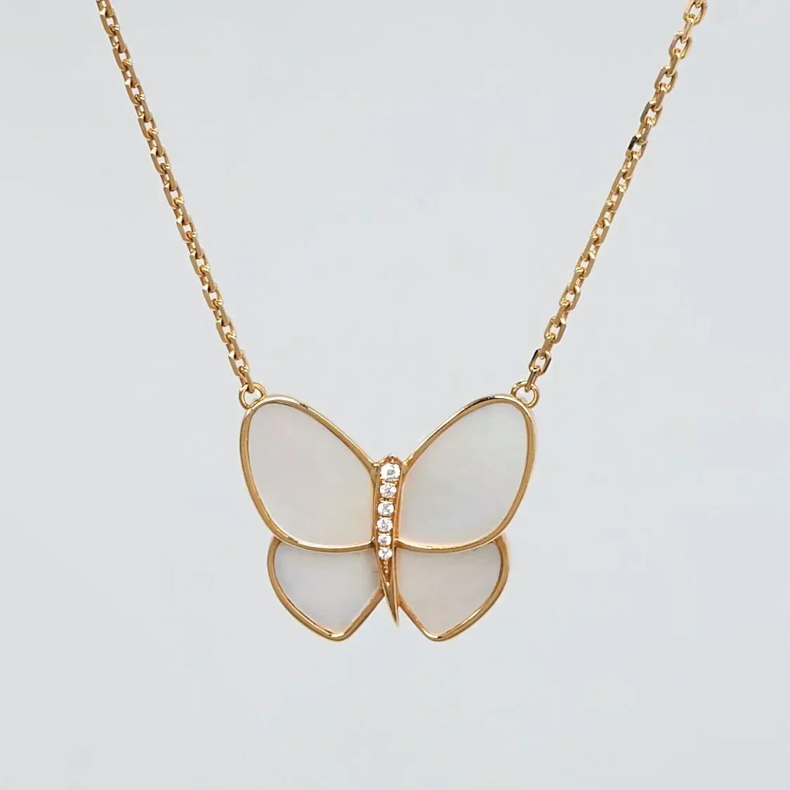 Butterfly Pearl Necklace - 18K Gold