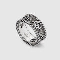 Gucci Double G Aged Sterling Silver Interlocking G Flower Ring