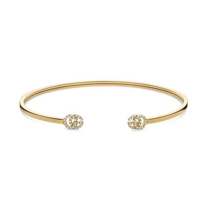 Gucci Double G Running Diamond Cuff Bracelet