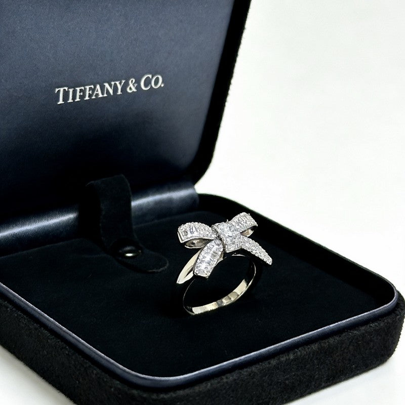 Tiffany Bow Moissanite Ring - 18K White Gold