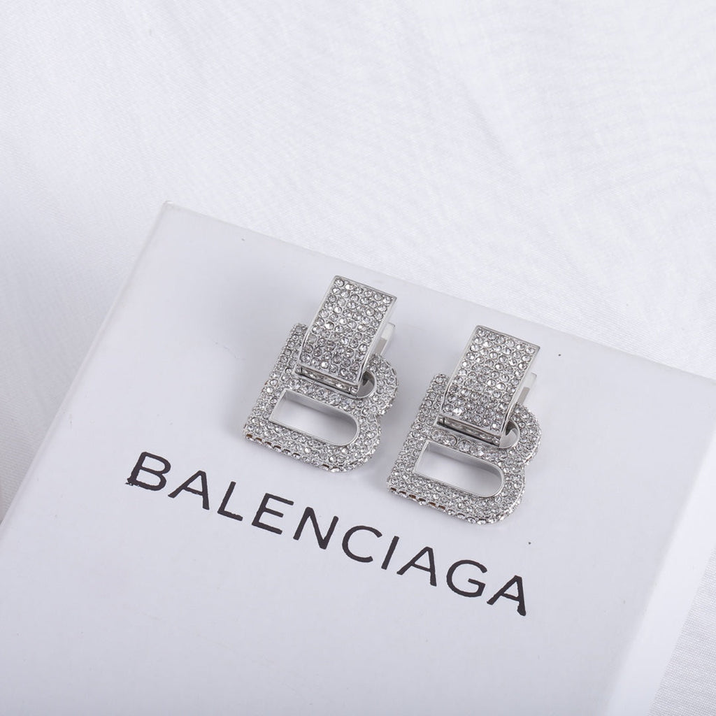 Balenciaga Hourglass Diamond Earrings - 18K White Gold
