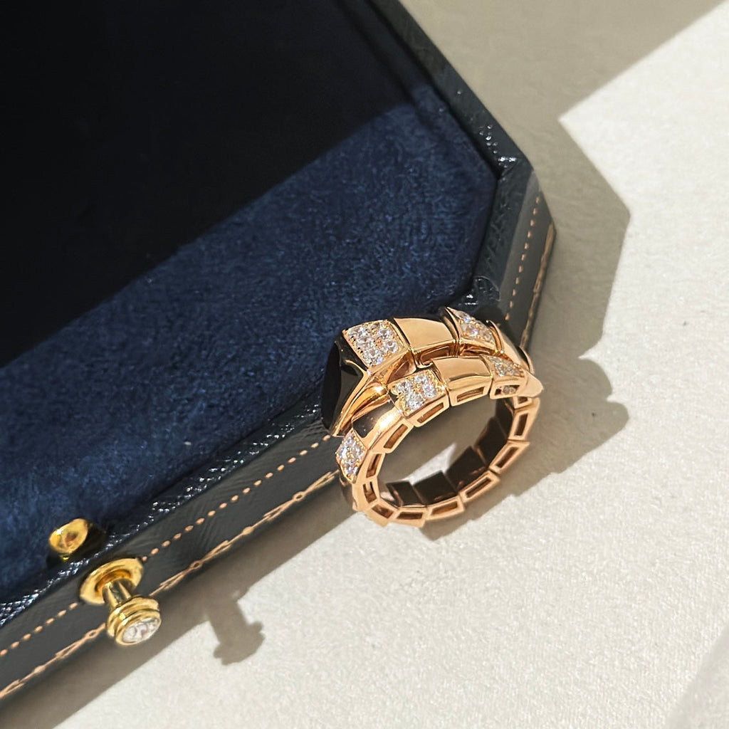 Bvlgari Serpenti Viper Black Ring - 18K White Gold