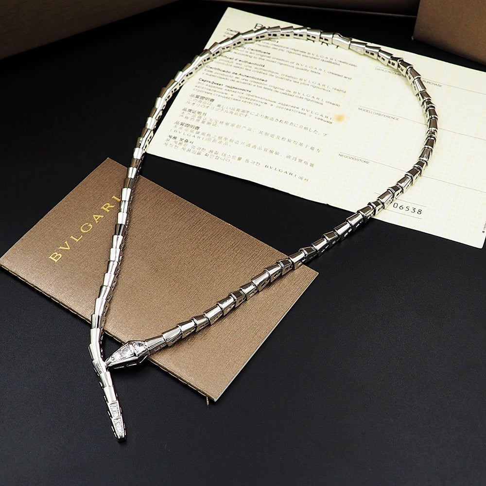 Bvlgari Serpenti Viper Demi-Pave Diamond Necklace - 18K Gold