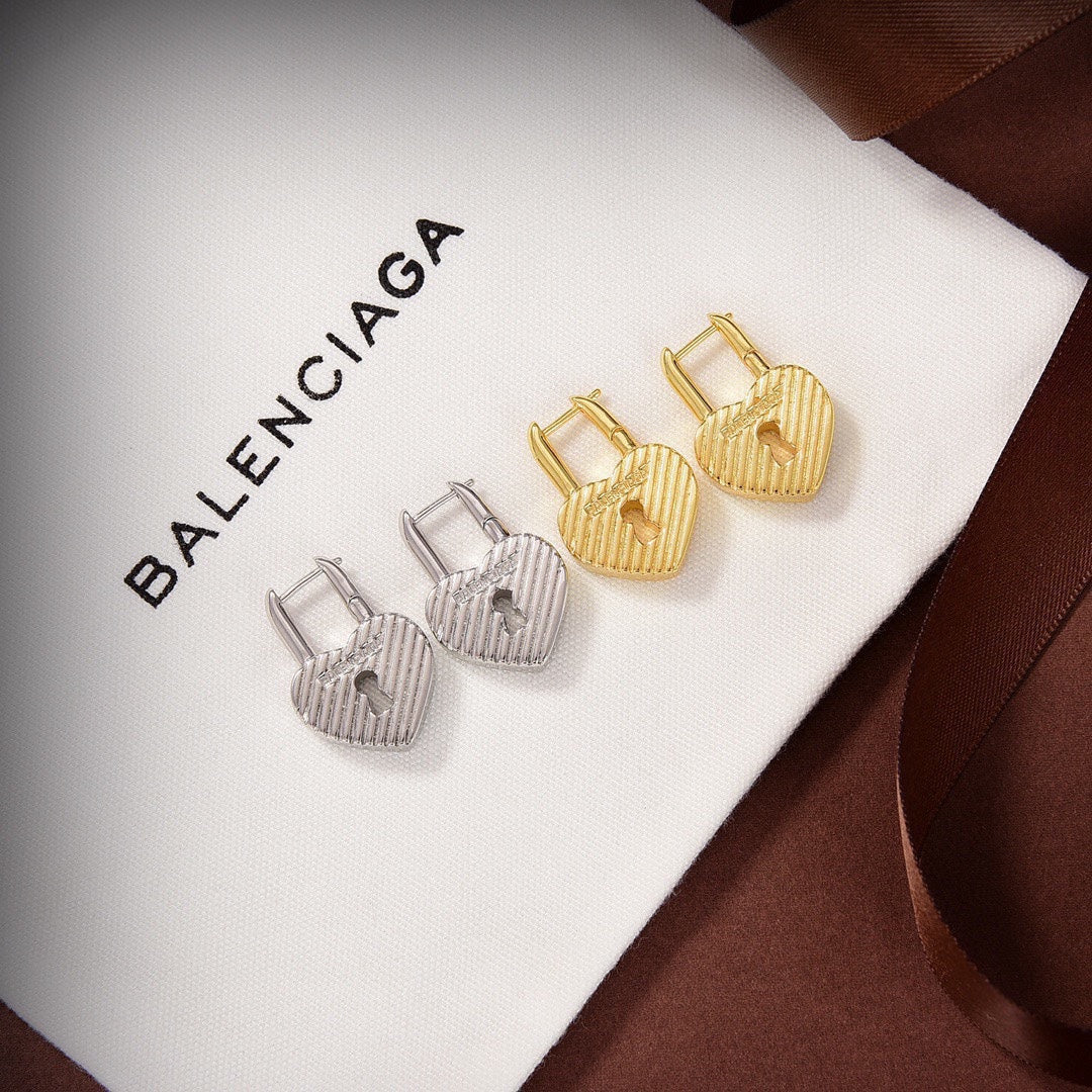 Balenciaga Hear Lock Earrings - 18K Gold
