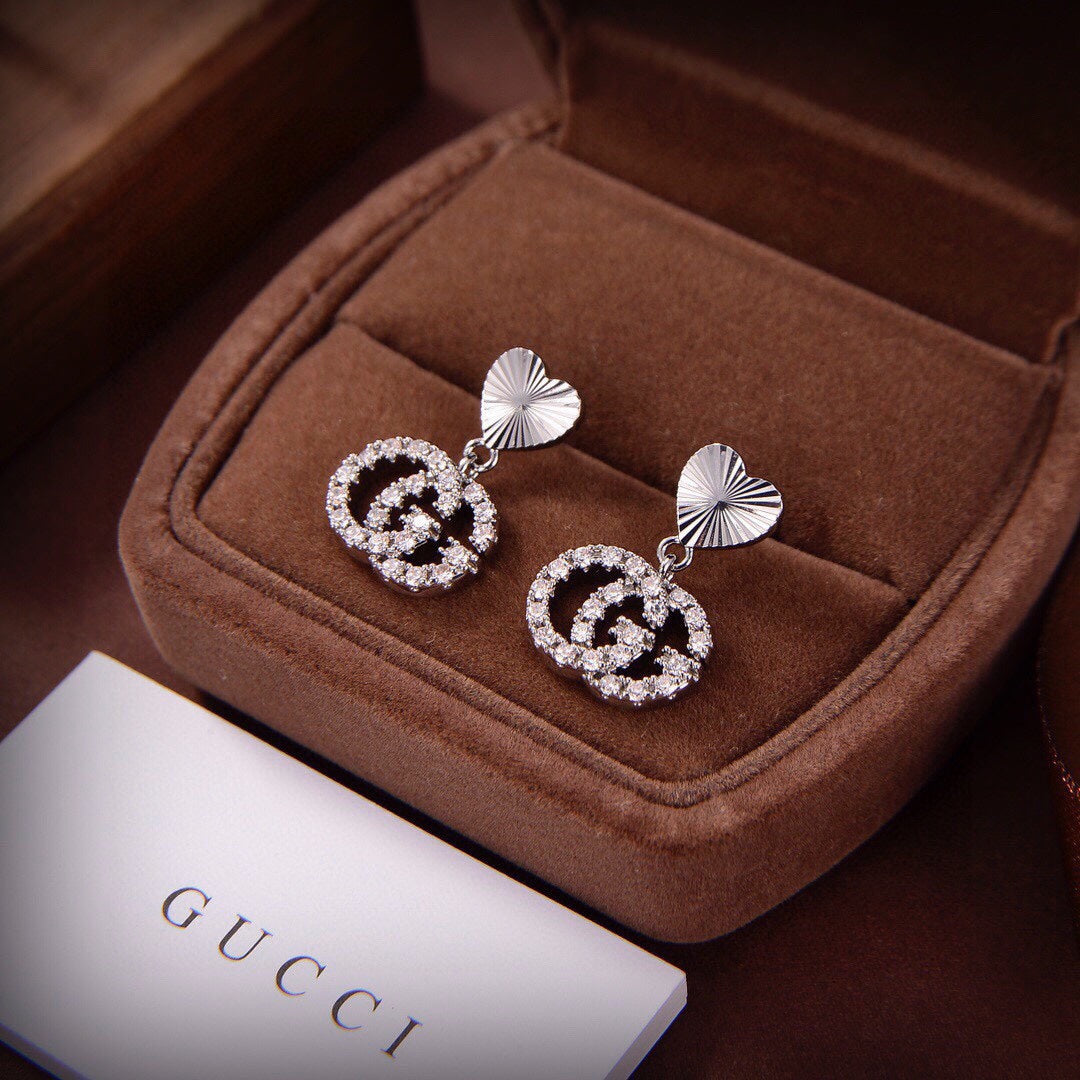 Gucci Double G Running Earrings - 18K White Gold