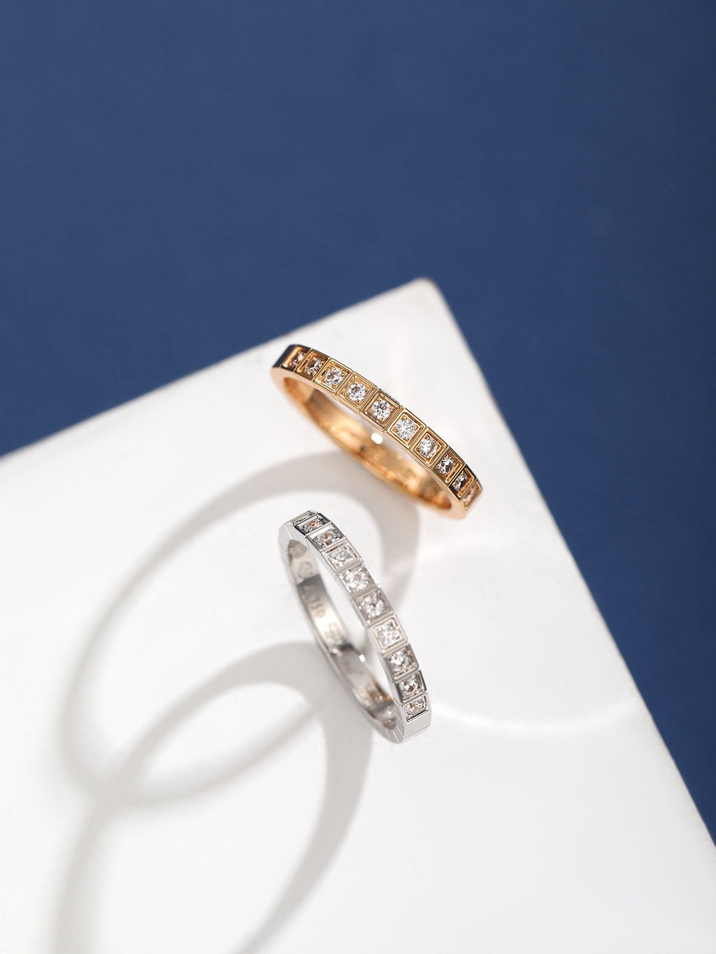 Ice Cube Moissanite Ring - 18K Rose Gold