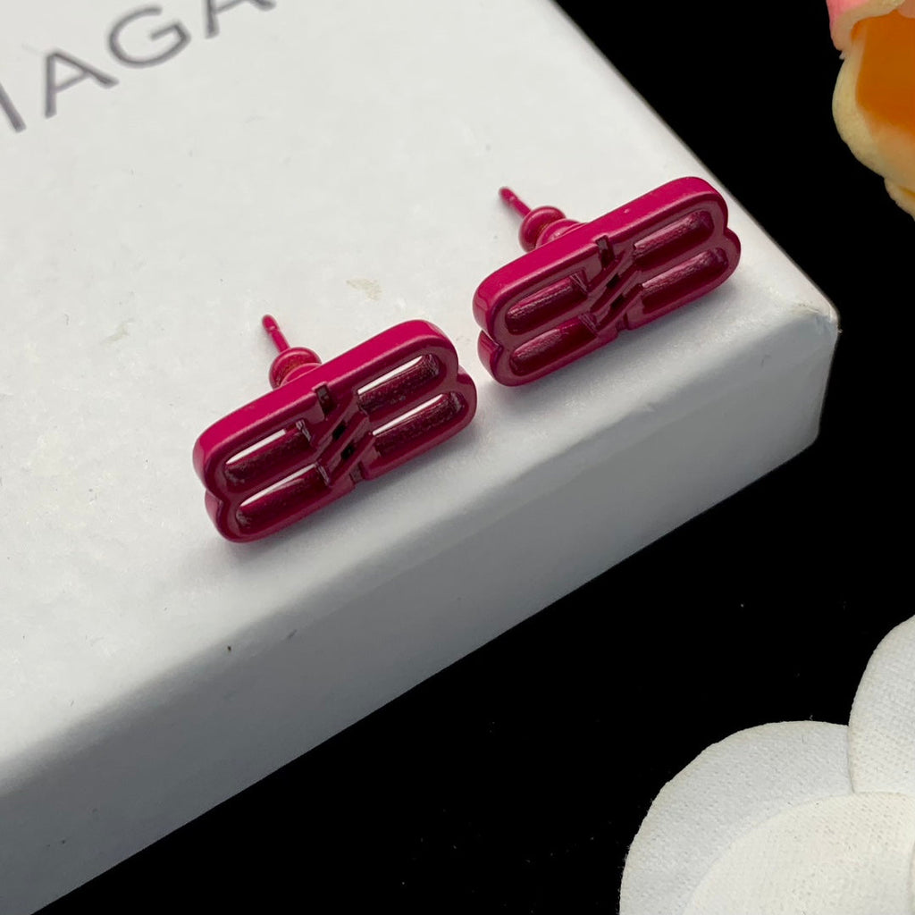 Balenciaga Pink Icon Earrings - 18K White Gold